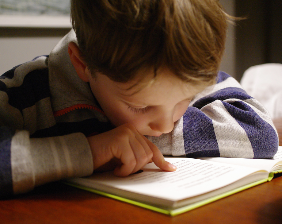 Boy Reading Close Up