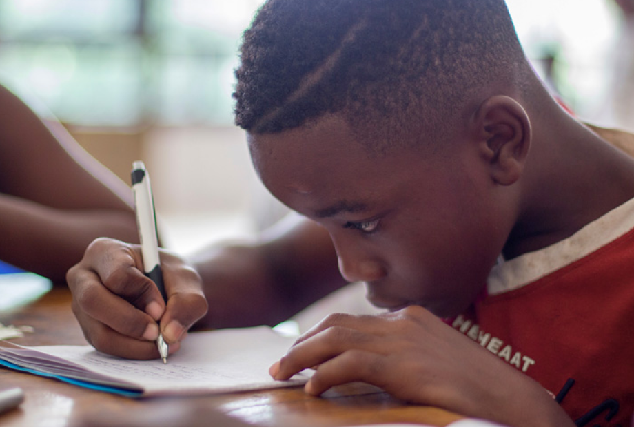 Boy doing school work